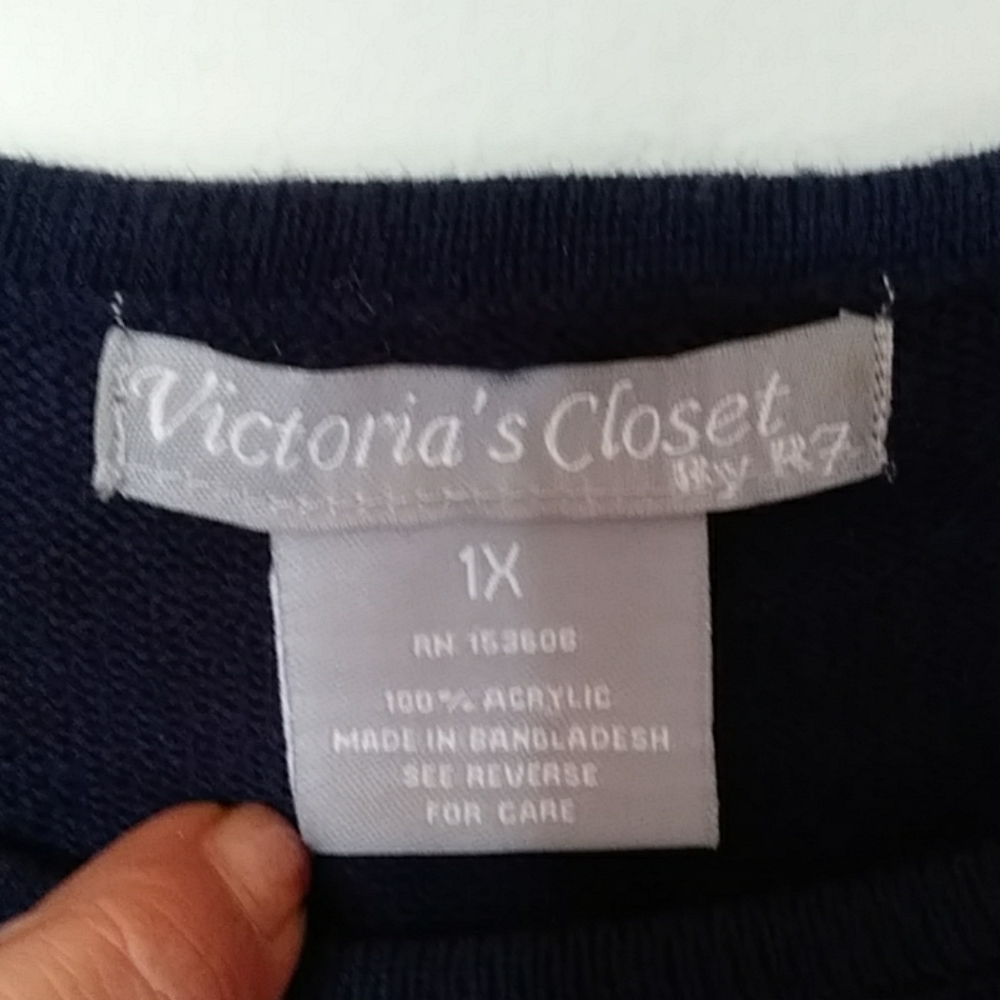 Navy Cold Shoulder Ruffle Sweater - Picture 2 of 2